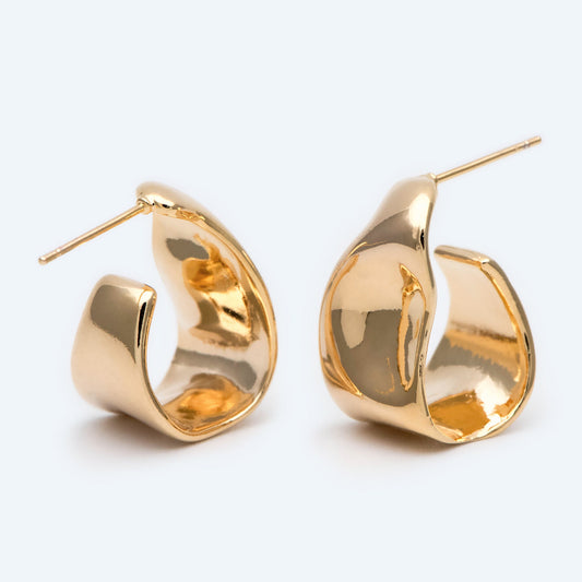 10pcs Gold/ Silver Chunky Earring, Hammered Hoops, Thick Hoop Earrings (GB-2043)