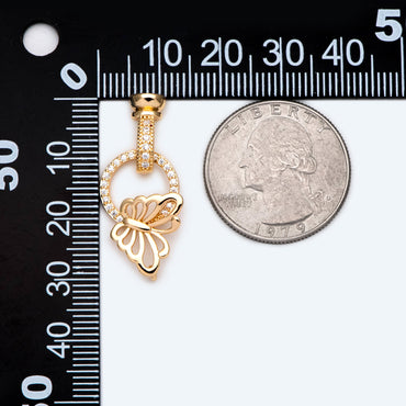 2pcs CZ Pave Butterfly Clasp, 18K Gold Plated Brass, Jewelry Clasp, Necklace Clasp (GB-2123)
