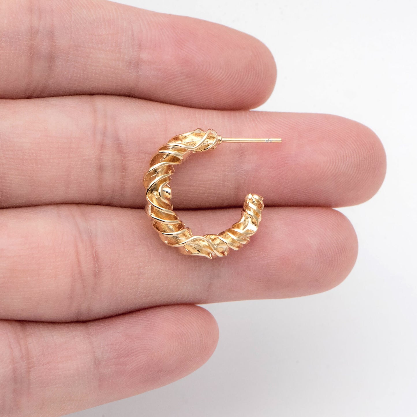 10pcs Gold Earring Studs 20mm, 18K Gold plated Brass, Round Circle Earring (GB-2146)