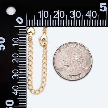 10pcs Lobster Claw Clasps with Extender Chain, Gold/ Rhodium plated Brass, Gold/ Silver tone Extension Chain (GB-100-F)