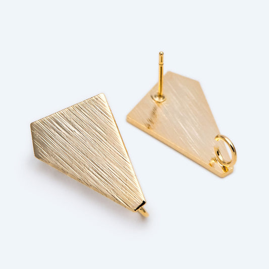 10pcs Brushed gold Ear Posts with Loops, Gold Plated Brass Geometric Earring Studs (GB-527)