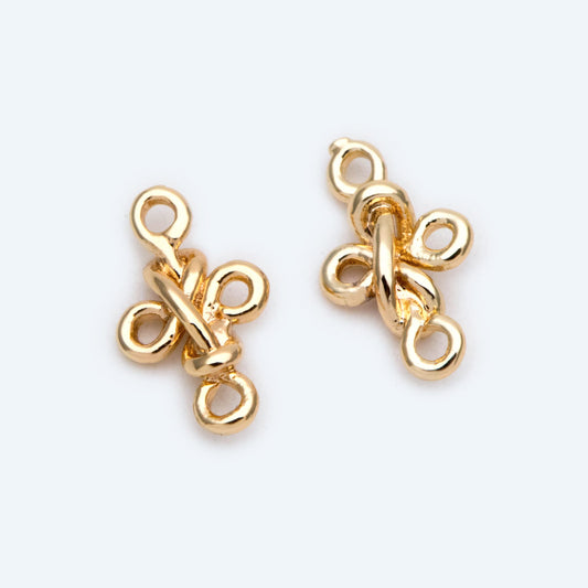 10pcs Gold Knot Link, Earring Connectors, Necklace Pendants, Gold plated Brass (GB-2158)