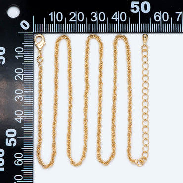 Finished Necklaces 18-20 Inch, Ready to wear Bracelets 6-8 Inch, Adjustable with Extender Chain, 18K Gold plated Brass Chains (#LK-464)