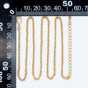 Finished Necklaces 18-20 Inch, Ready to wear Bracelets 6-8 Inch, Adjustable with Extender Chain, 18K Gold plated Brass Chains (#LK-464)