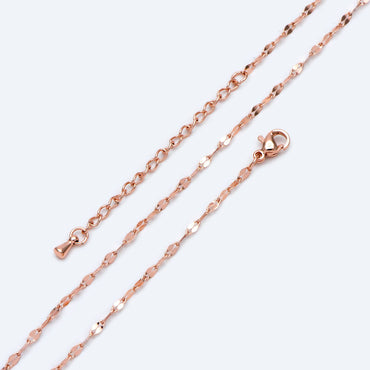 Rose Gold plated Stainless Steel Necklaces 2mm, Adjustable Necklace 16-18 Inch, Ready to Wear (#LK-450-2)
