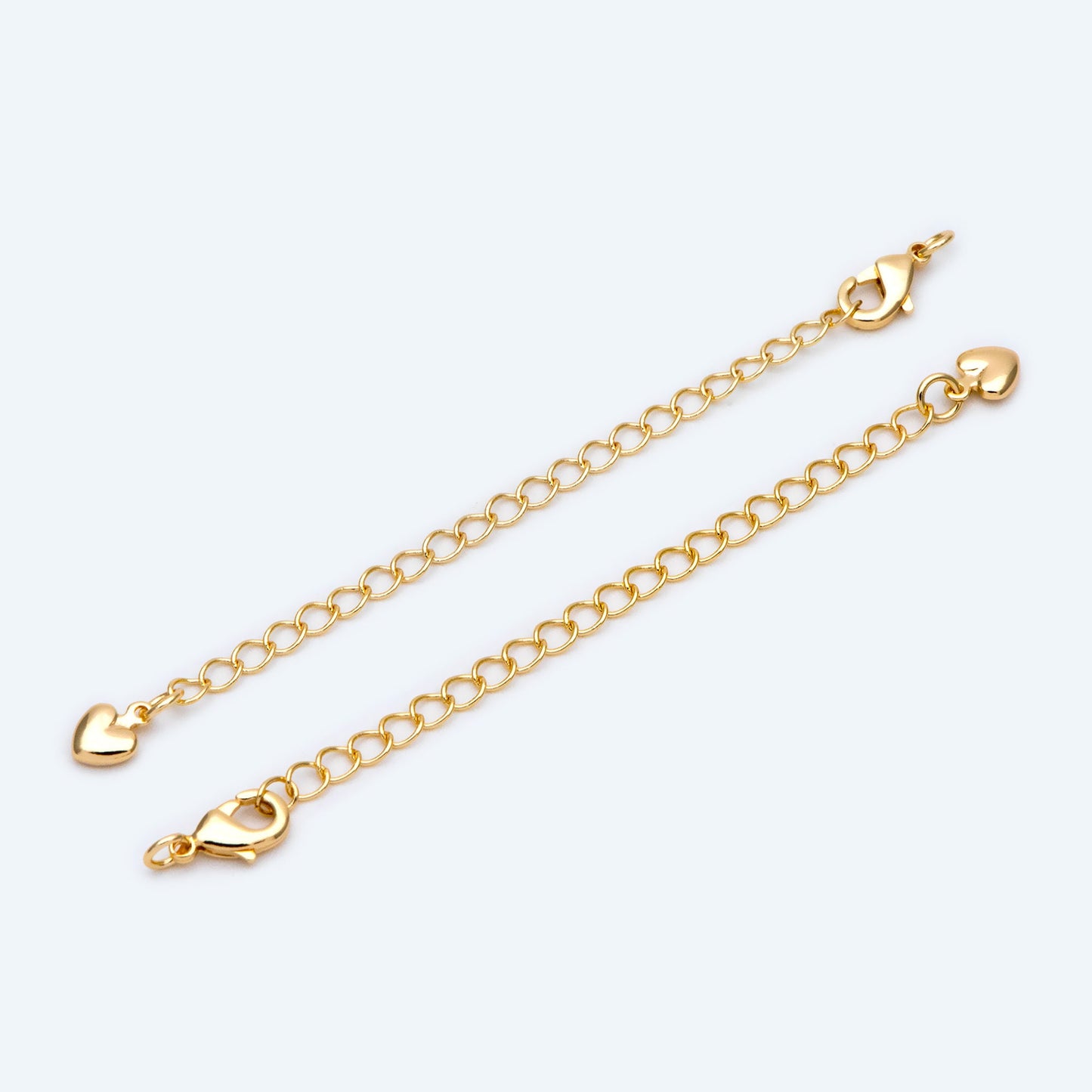 10pcs Lobster Claw Clasps with Extender Chain, Gold/ Rhodium plated Brass, Gold/ Silver tone Extension Chain (GB-100-F)
