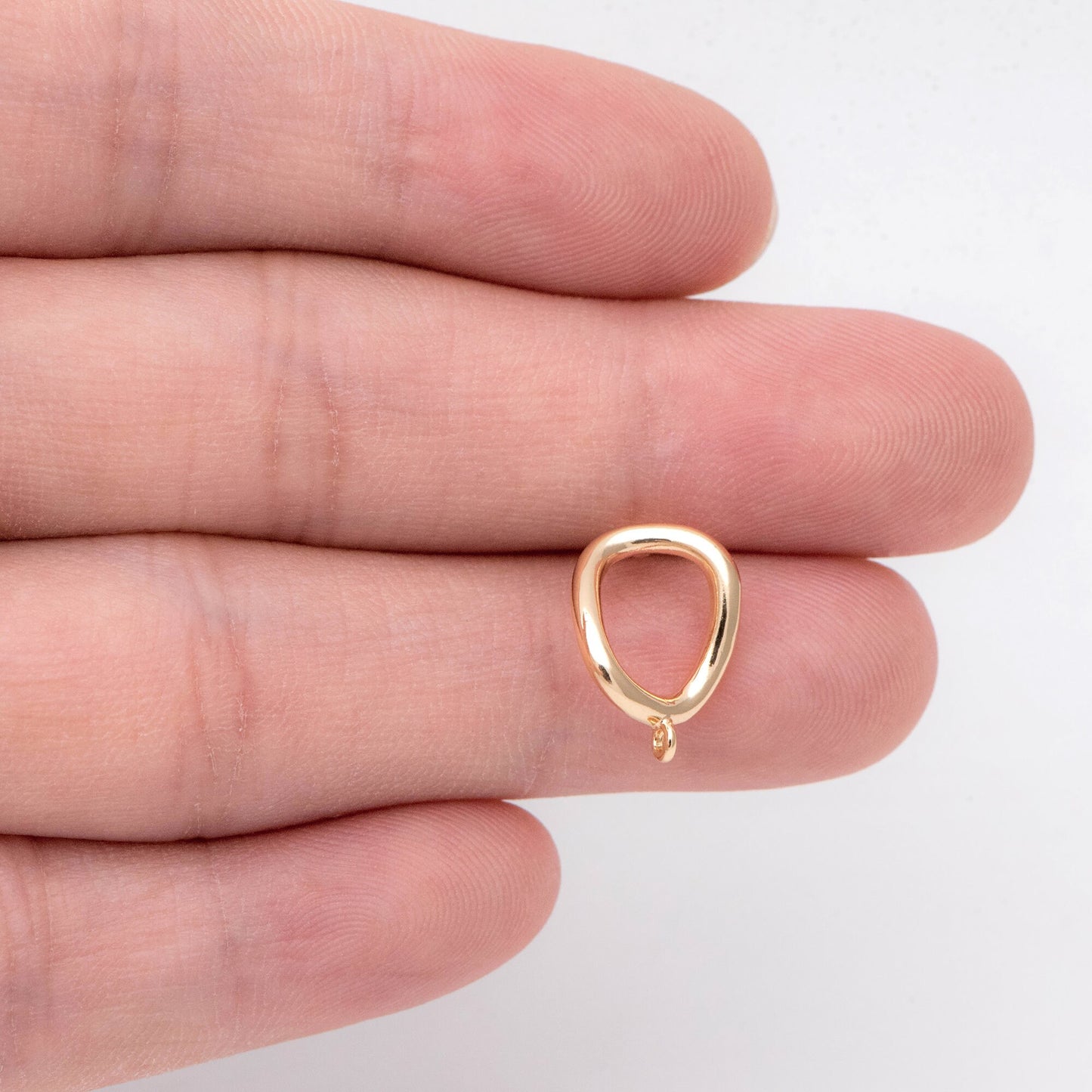 10pcs Gold Oval Ear Posts, 18K Gold plated Brass, Minimalist Earring Supplies (GB-2161)