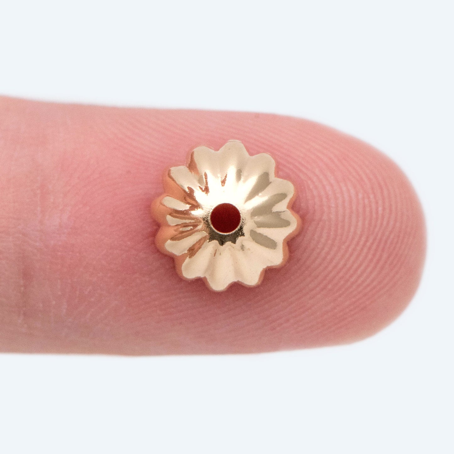 10pcs Flower Bead Caps 9mm, Real Gold plated Brass, Floral Tassel Caps (GB-2167)