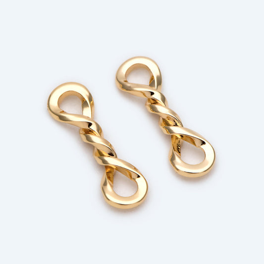 10pcs Gold/ Silver Knot Connectors 17x5mm, 18K Gold/ Rhodium plated Brass (GB-2168)