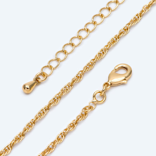 Finished Necklaces 18-20 Inch, Ready to wear Bracelets 6-8 Inch, Adjustable with Extender Chain, 18K Gold plated Brass Chains (#LK-464)