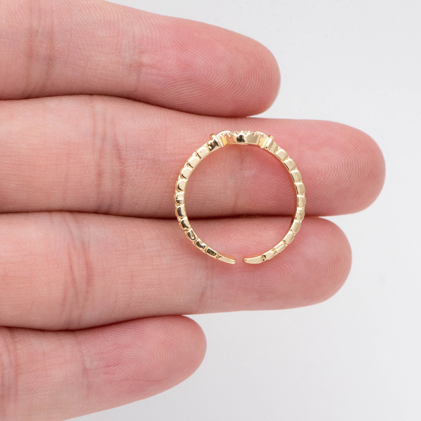 4pcs Open Circle CZ Ring, Pave CZ Round Ring, Round Crystal Ring, Dainty Stackable Ring for Women (#JZ-015-A)