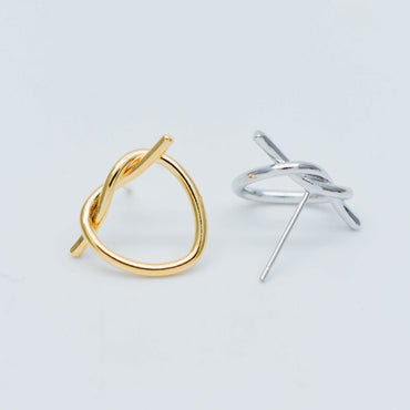 10pcs Gold/ Silver tone Heart Wire Earring Posts 18x14mm, Gold/ Rhodium plated Brass Ear Stud Components (GB-525)