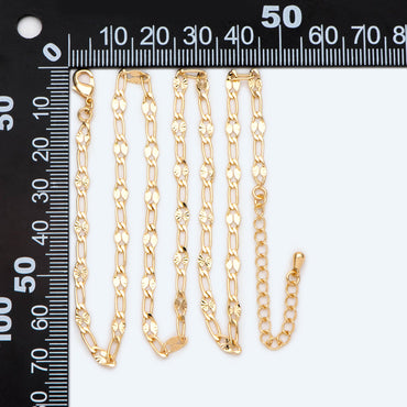 Flat Chain Necklaces 3.6mm Wide, Finished Necklace with Extender Chain, Ready to Wear, 18-21 Inch Adjustable (#LK-474)