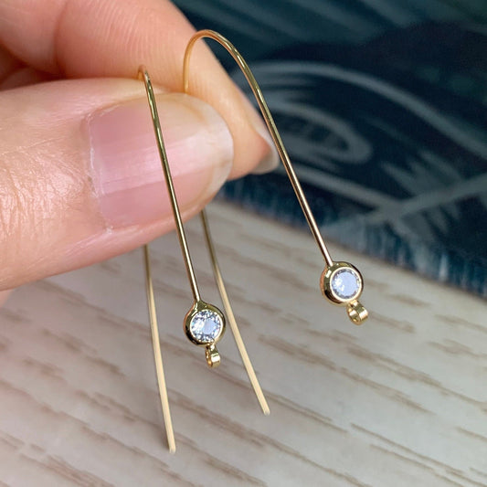 10pcs CZ pave Gold Ear Hooks 47x32mm, Simple Earwires, Wholesale Earring Components (GB-1000)