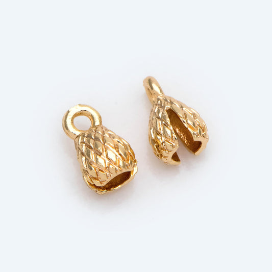 10pcs Flower Crimp Ends, Cord Ends, Clam Bead Tip, Chain Crimps, Flower Bud End (GB-2256)