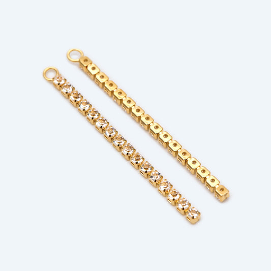 4pcs CZ Pave Gold Chain Charms 43mm, Earring Threader Components, Earwire Thread Pendants (GB-1234-A)