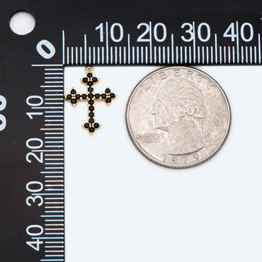 4pcs micro pave Cross Charm,16x12mm, Black CZ paved Cross Pendants (GB-2731-K)