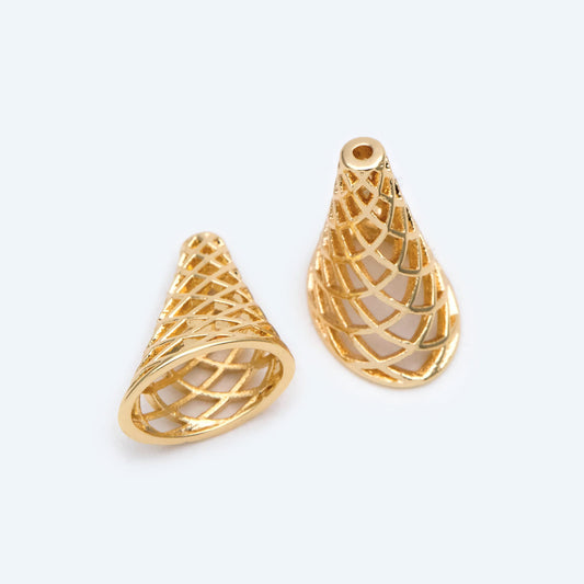 10pcs Gold Bead Caps, Gold plated Brass Tassel Caps, Jewelry Making, Diy Material, Jewelry Supplies (GB-2228)