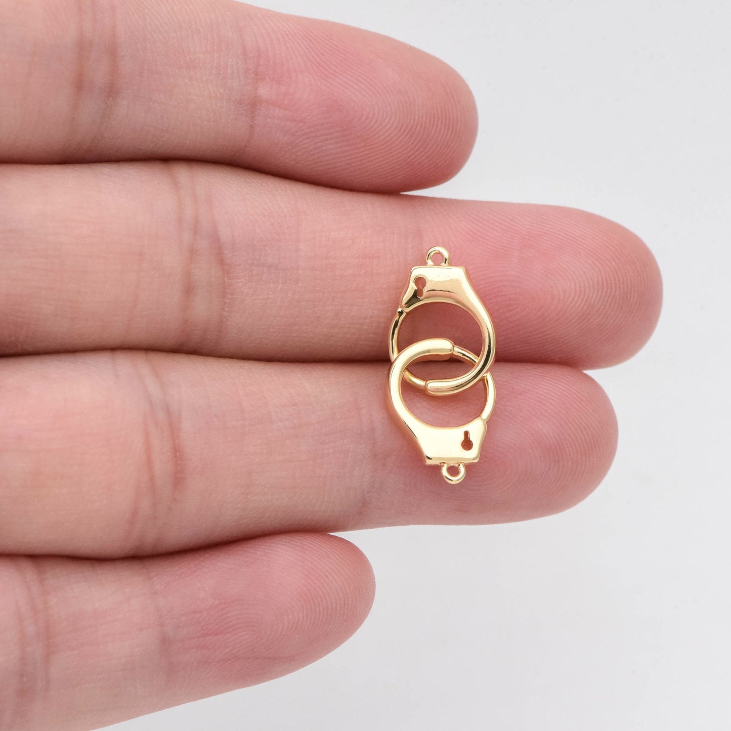 4pcs Gold Handcuff Charm Connectors, Gold Handcuffs Link, Necklace Bracelet Connector (GB-2197-H)