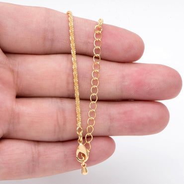 Gold plated Brass Chain Necklaces 1.5mm, Finished Necklace with Extender Chain, Ready to Wear 16-18 Inch Adjustable (#LK-479)