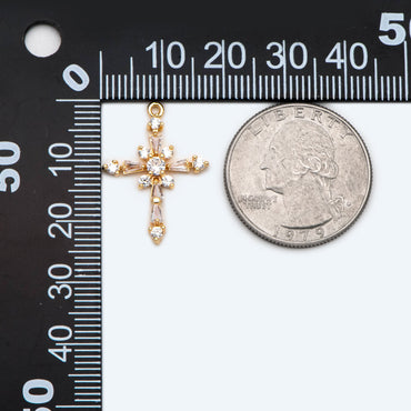 4pcs Cubic Cross Pendant, CZ Pendant, Jesus Pendant, Earrings pendant, Bracelet Charm, Necklace Pendant (GB-2731-G)