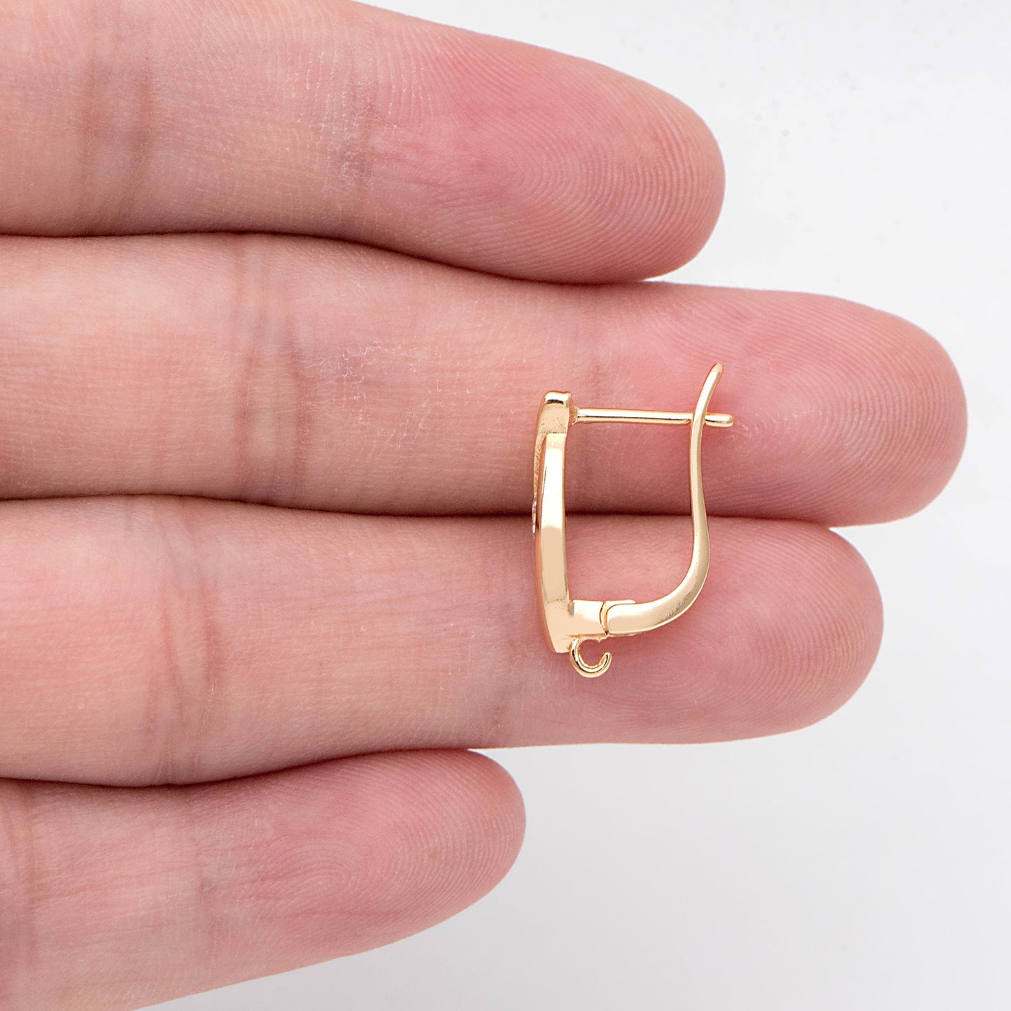 4pcs CZ Pave Gold Click-in Style Leverback Earring with Loop, Earring Finding Wholesale (GB-3904-E)