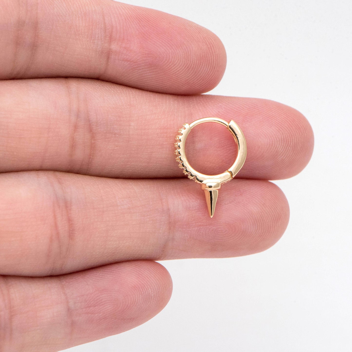 4pcs Gold Spiky Earrings, Spike Hoop Earrings 13x18mm, Dainty Huggie Earrings (GB-2355)