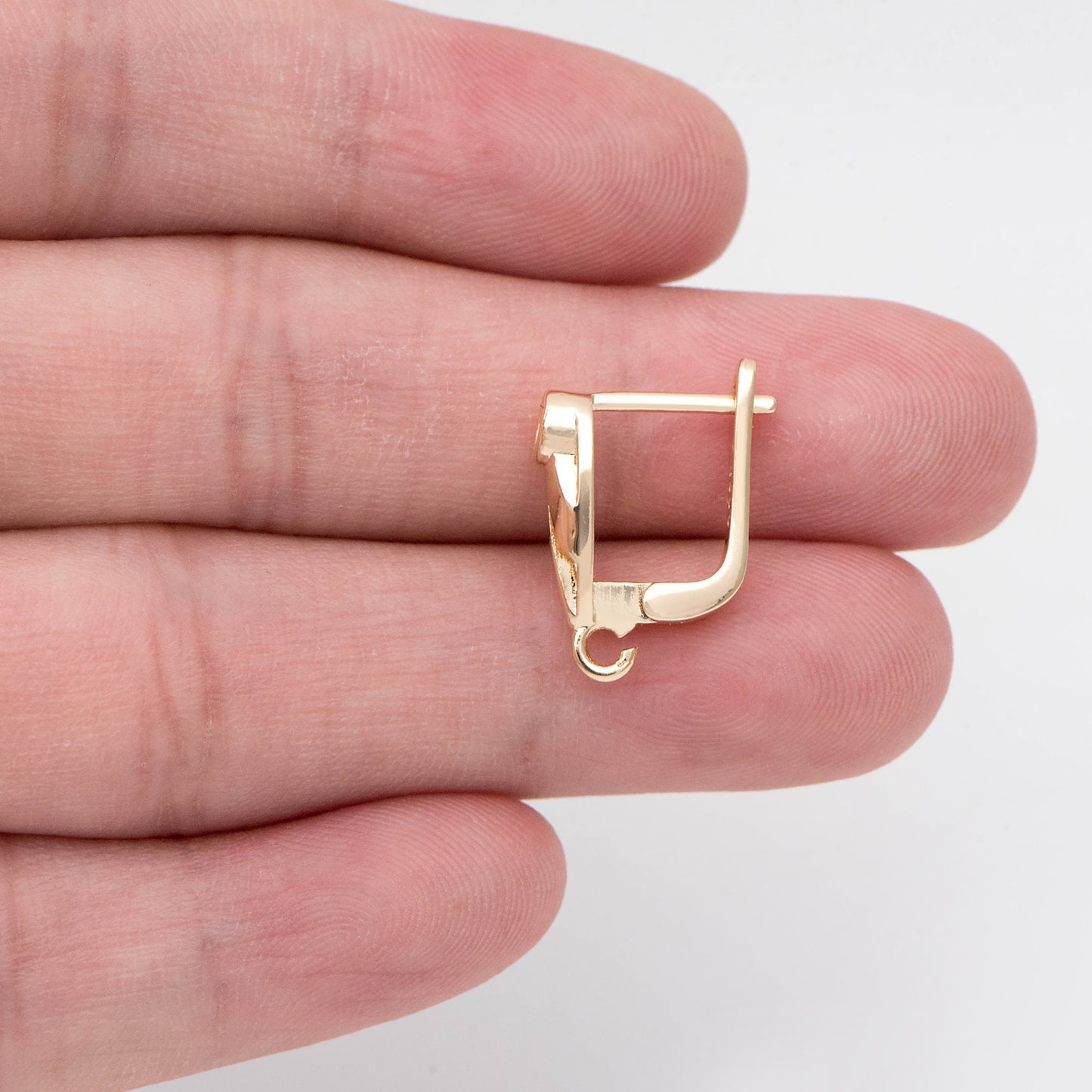 4pcs CZ Pave Gold Click-in Style Leverback Earring, Earring Findings (GB-3904-C)