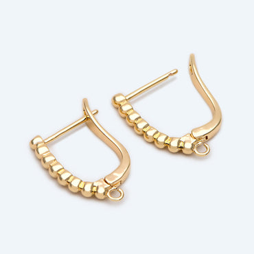 10pcs Gold Beaded Click-in Style Leverback Earring, Earring Finding Wholesale (GB-848-C)