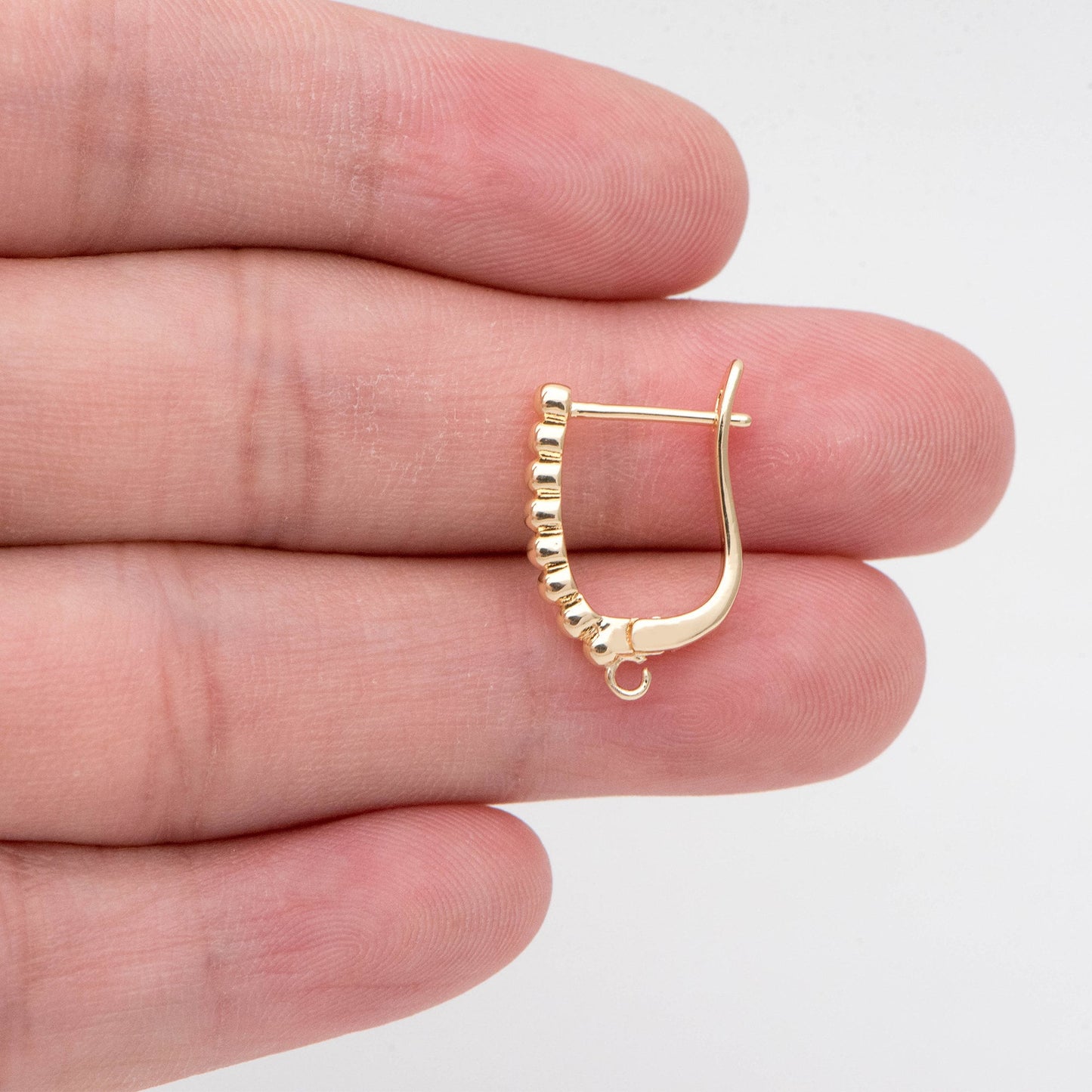 10pcs Gold Beaded Click-in Style Leverback Earring, Earring Finding Wholesale (GB-848-C)