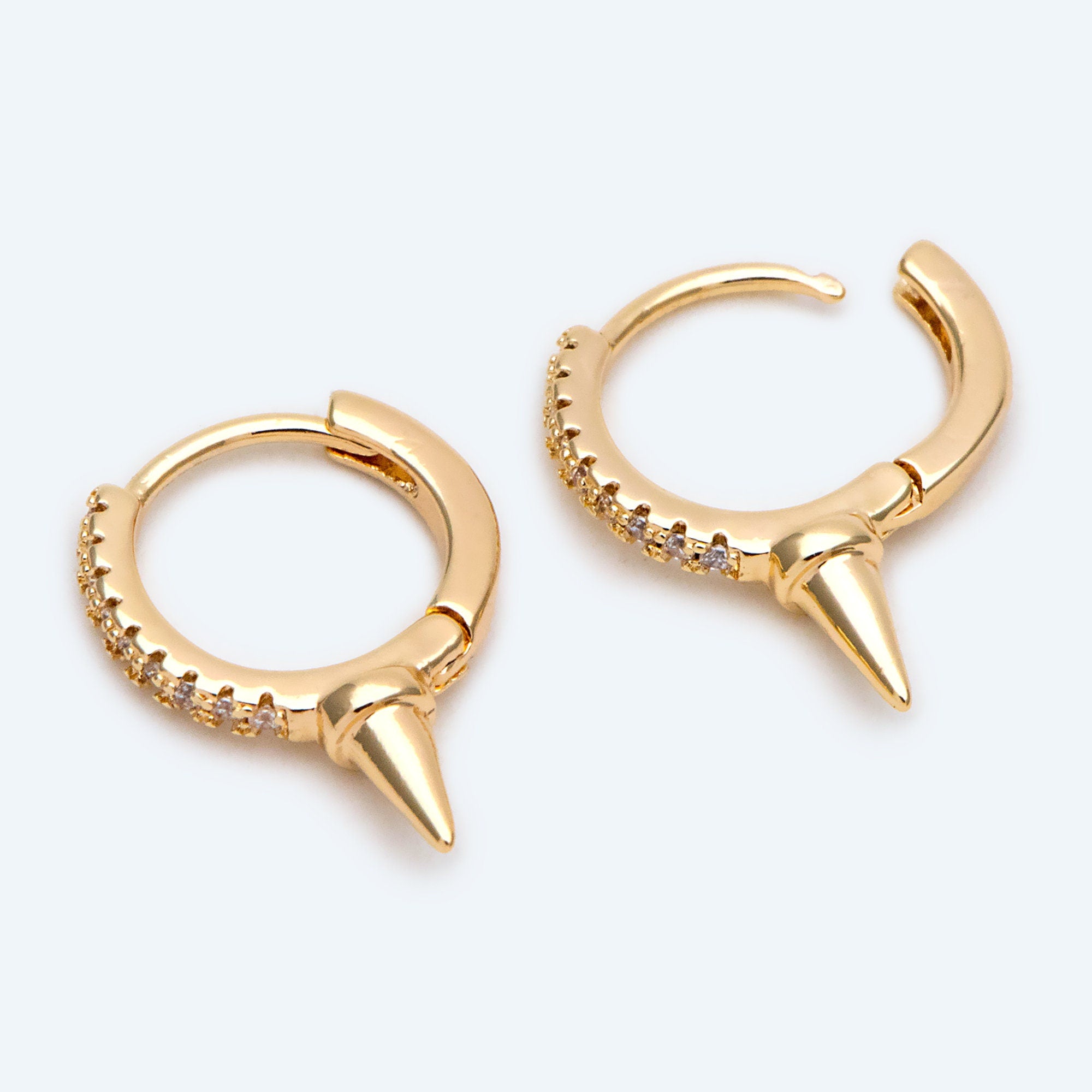4pcs Gold Spiky Earrings, Spike Hoop Earrings 13x18mm, Dainty Huggie Earrings (GB-2355)