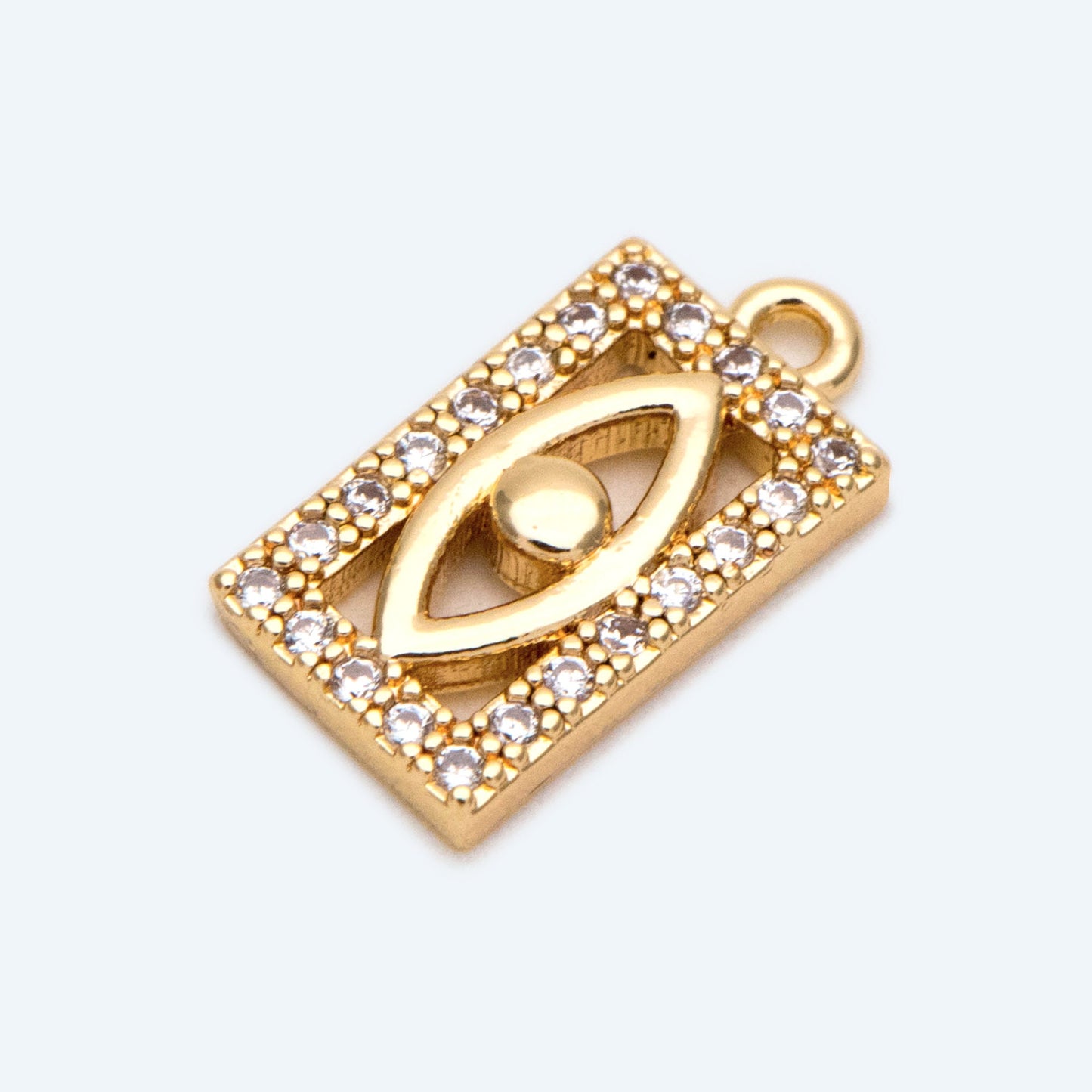 4pcs CZ Pave Evil Eye Rectangle Charm Pendant, Jewelry Making, Diy Material, Jewelry Supplies (GB-1819-M)