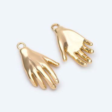 4pcs Gold plated Brass Hand Charm, Hand Pendants, Earring Findings, Jewelry Making, Diy Material, Jewelry Supplies (GB-4156-D)