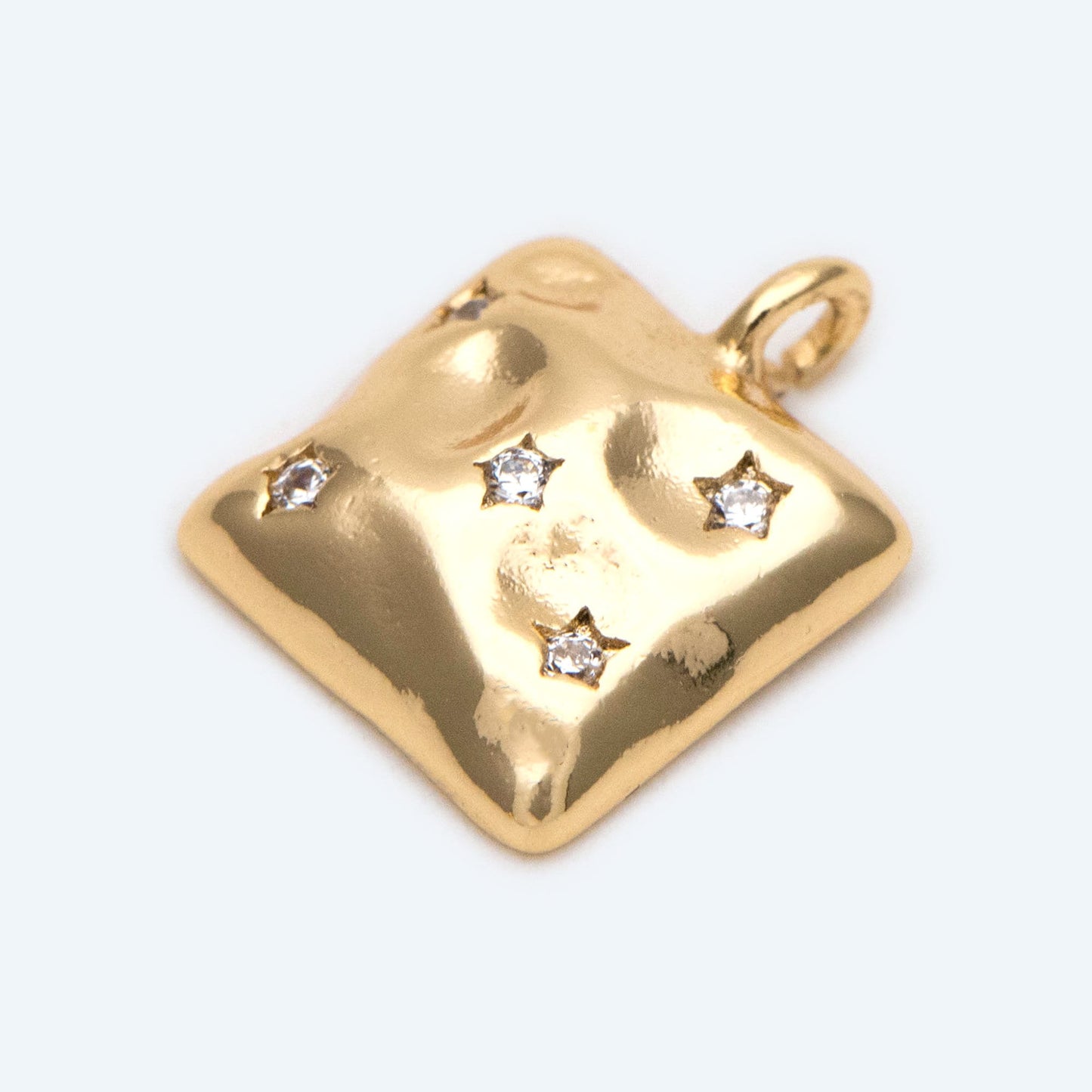 10pcs CZ pave Gold Square Charms, Geometric Pendant, Square Pendant, Metal Charm (GB-2418)