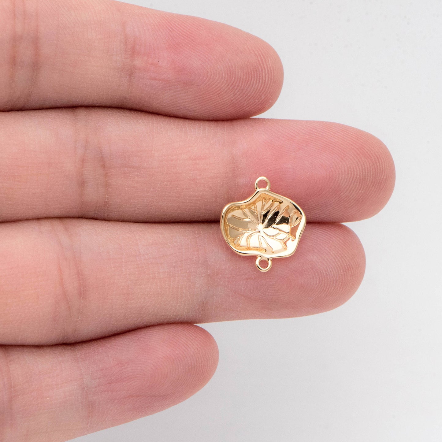 10pcs Gold Lotus Leaf Connectors, 18K Gold plated Brass, Lotus Leaf Charm Connectors (GB-3076-A)
