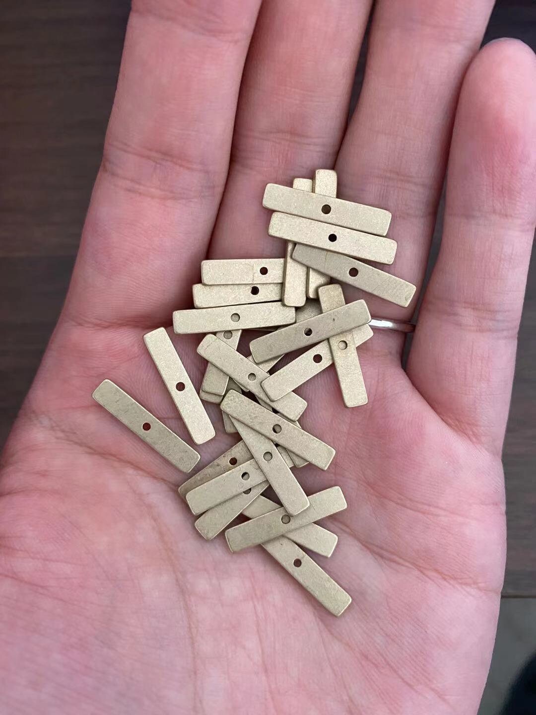 16pcs Raw Brass Rectangle Link Pendants, Geometric Bar Charms 20x4mm (RB-128)