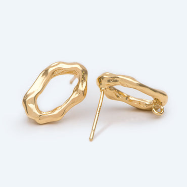 10pcs Gold Oval Ear Posts, Oval Stud Earrings,Jewelry Making, Diy Material, Jewelry Supplies (GB-2393)