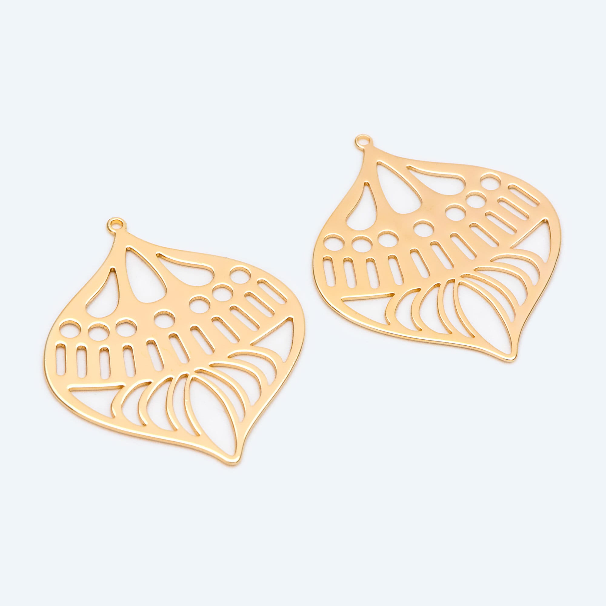 4pcs Gold/ Silver Geometry Teardrop Connector, Geometric Earring Charms, Teardrop Pendant Charms, Laser Cut Geometric Jewelry (GB-2402)