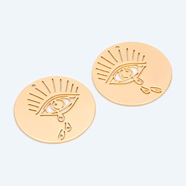 4pcs Gold Plated Crying Eye Charms: DIY Earring Pendant Findings, Jewelry Making (GB-1435-D)