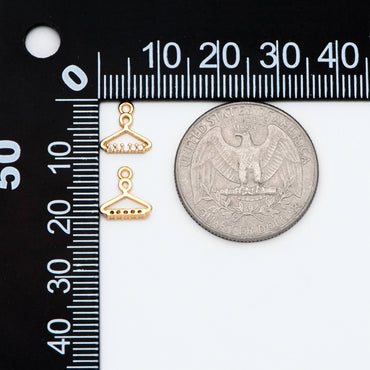 10pcs Gold Hanger Charm 9x9mm, Mini Coat Hanger Pendants, CZ Pave Clothes Hangers (GB-2526)