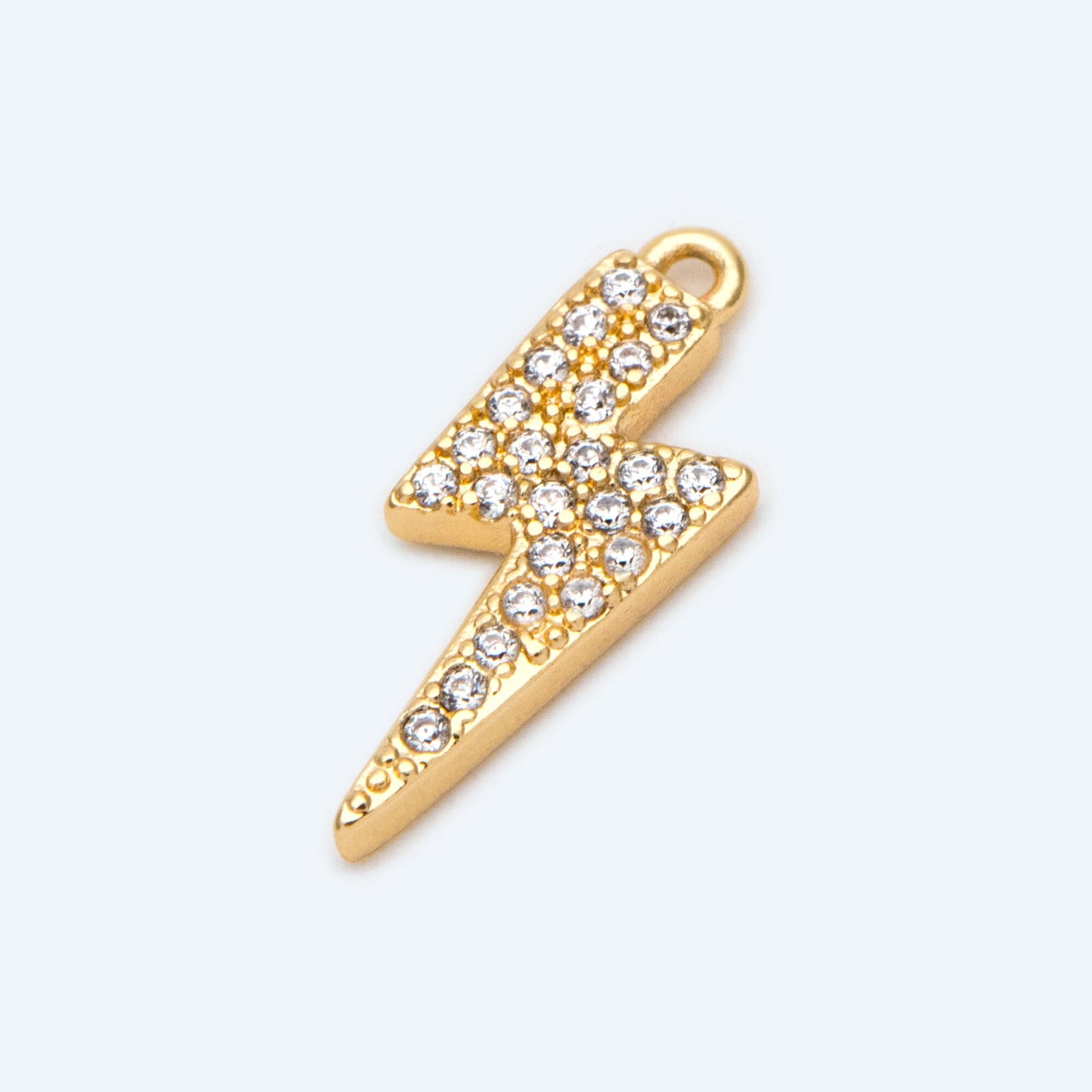 10pcs Gold plated Brass CZ Pave Lightning Charm, Lightning Pendant 17x6mm (GB-2534)