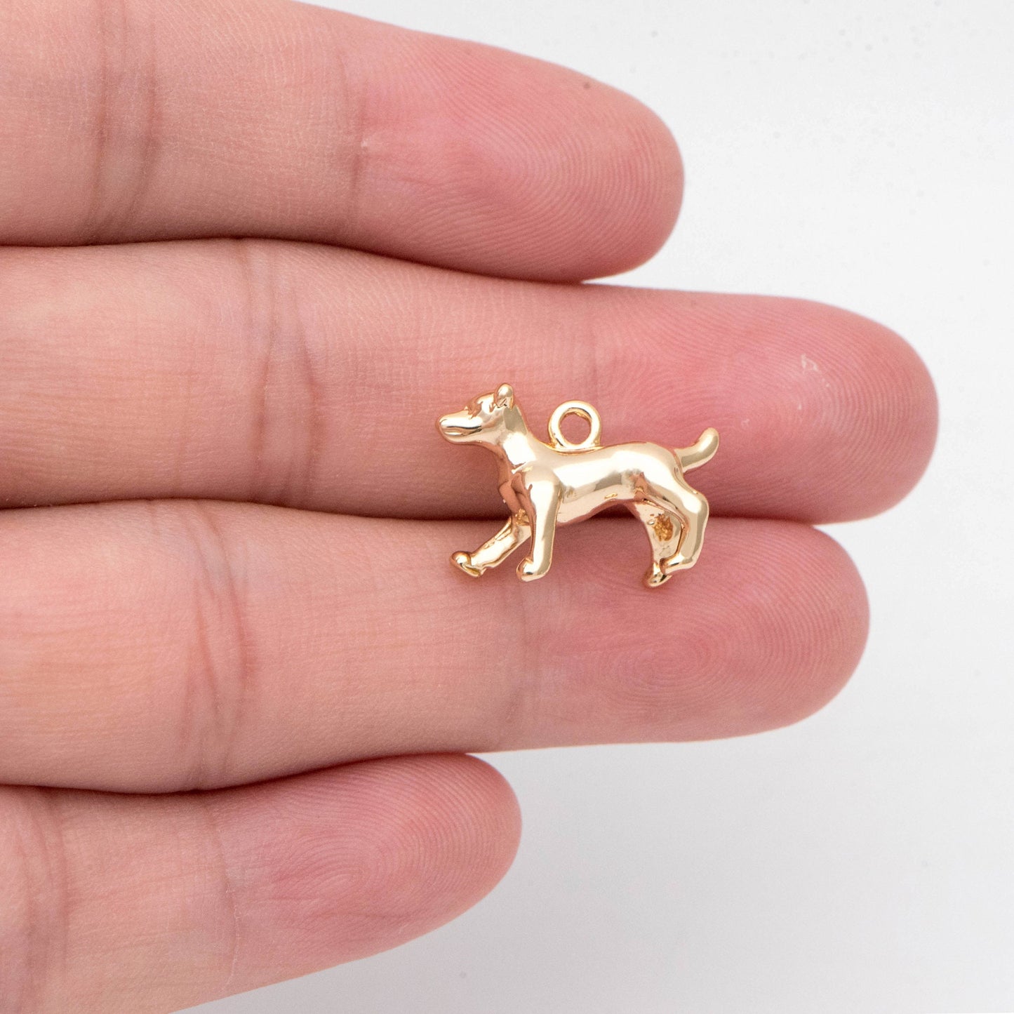 10pcs Gold 3D Dog Charm, 18x12mm, Jewelry Making, Diy Material, Jewelry Supplies (GB-2668-D)