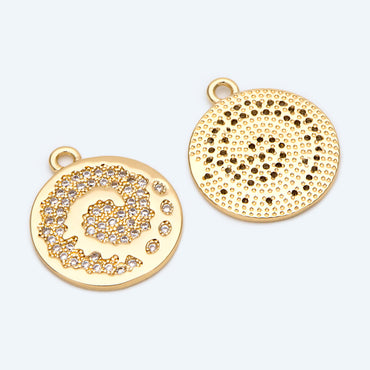 4pcs CZ Pave Gold Vortex Charms, Earring Findings, Jewelry Making, Diy Material, Jewelry Supplies (GB-1872-A)