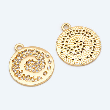 4pcs CZ Pave Gold Vortex Charms, Earring Findings, Jewelry Making, Diy Material, Jewelry Supplies (GB-1872-A)