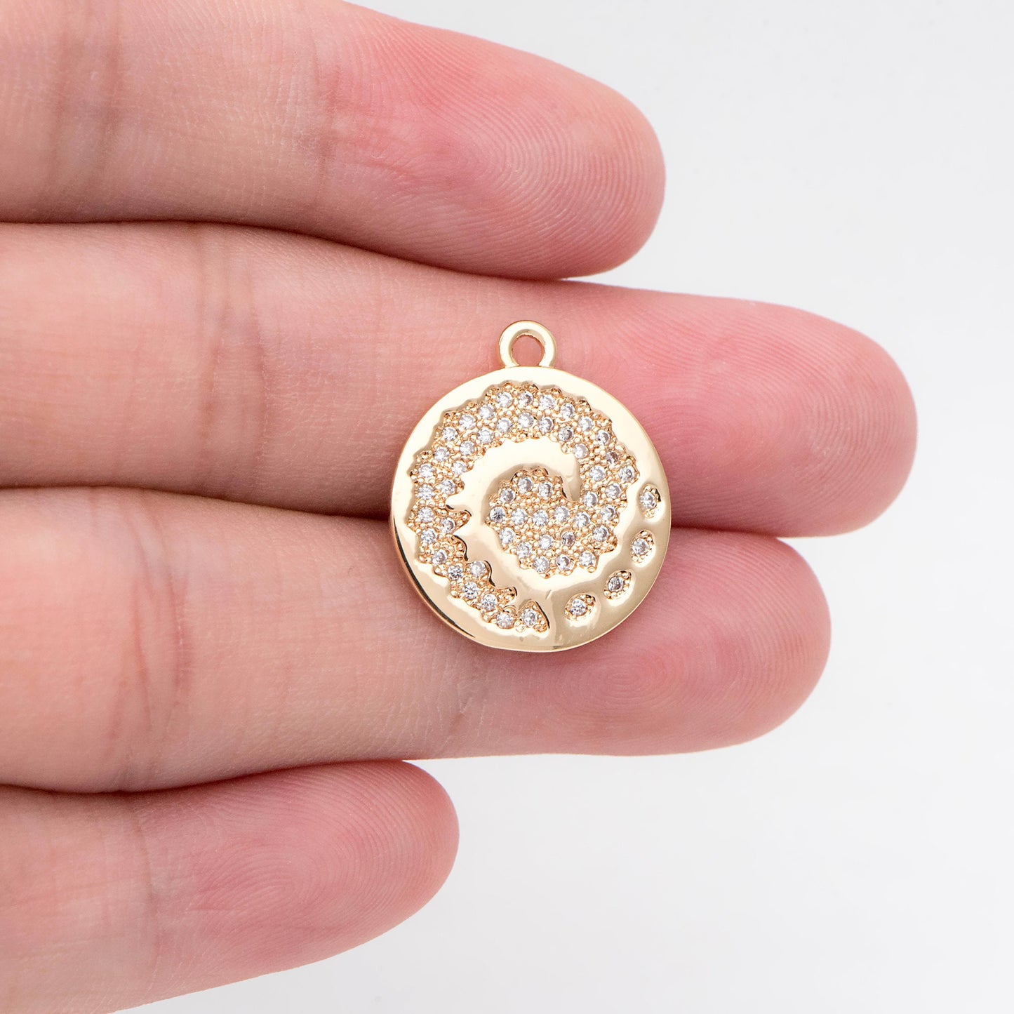 4pcs CZ Pave Gold Vortex Charms, Earring Findings, Jewelry Making, Diy Material, Jewelry Supplies (GB-1872-A)