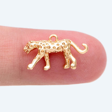 10pcs Gold Tiny Glossy Leopard Charm, Jewelry Making, Diy Material, Jewelry Supplies (GB-2707-B)