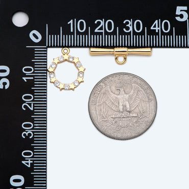 4 sets CZ Pave Toggle Clasp, Jewelry Clasp, 18K Gold Plated, Close Clasp (GB-3544-F)