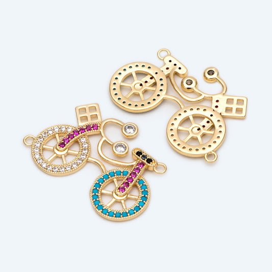 4pcs Gold Bicycle Connectors, Bicycle pendant, Jewelry Findings, Wholesale Supplies (GB-2582)