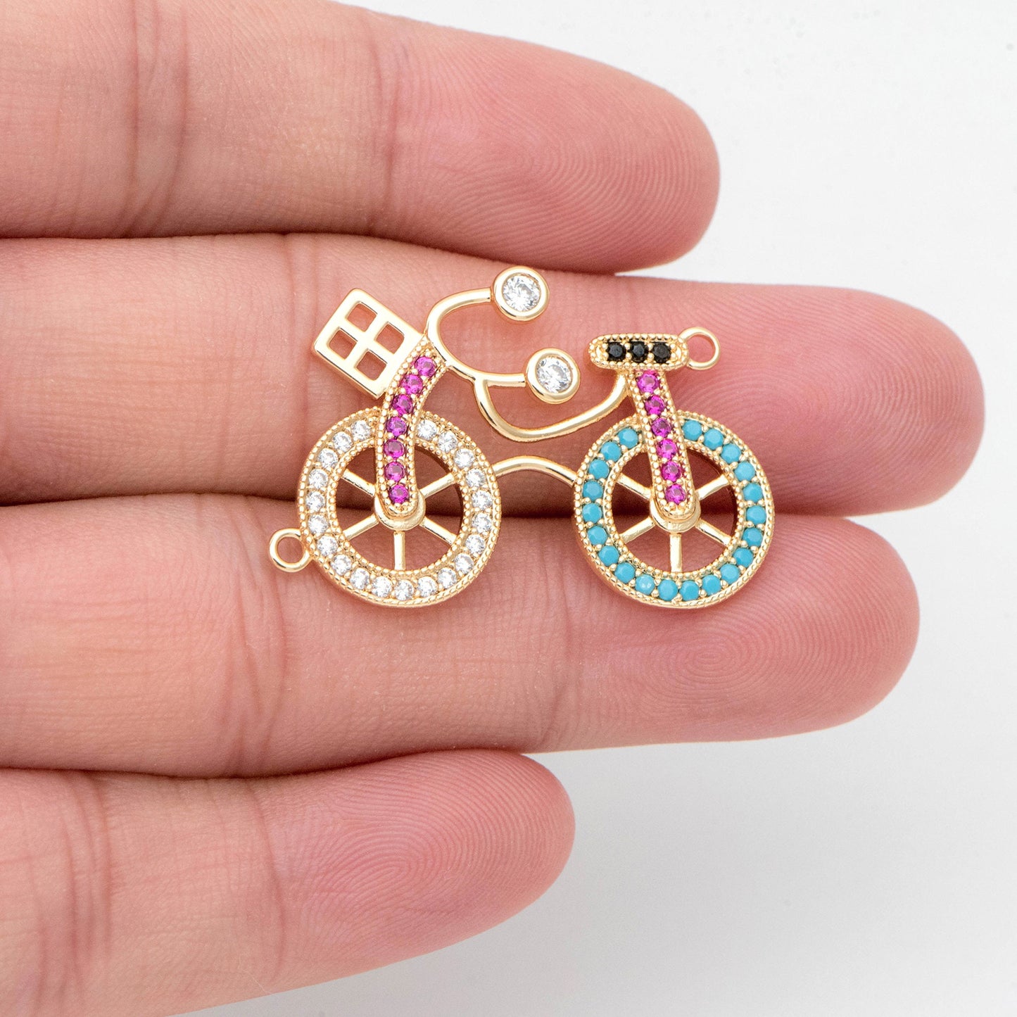 4pcs Gold Bicycle Connectors, Bicycle pendant, Jewelry Findings, Wholesale Supplies (GB-2582)