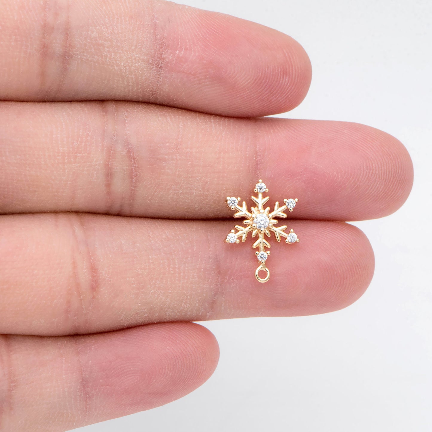 4pcs CZ Pave Gold Snowflake Ear Posts, Earring Findings, Jewelry Making, Diy Material, Jewelry Supplies (GB-2587)
